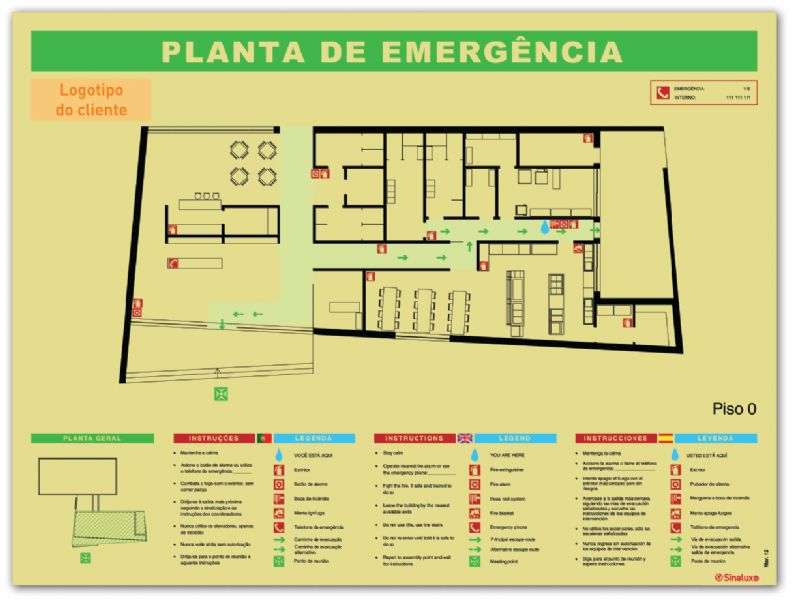 Planta de Emergência 600x400 mm (A2) - Segurança Primeiro
