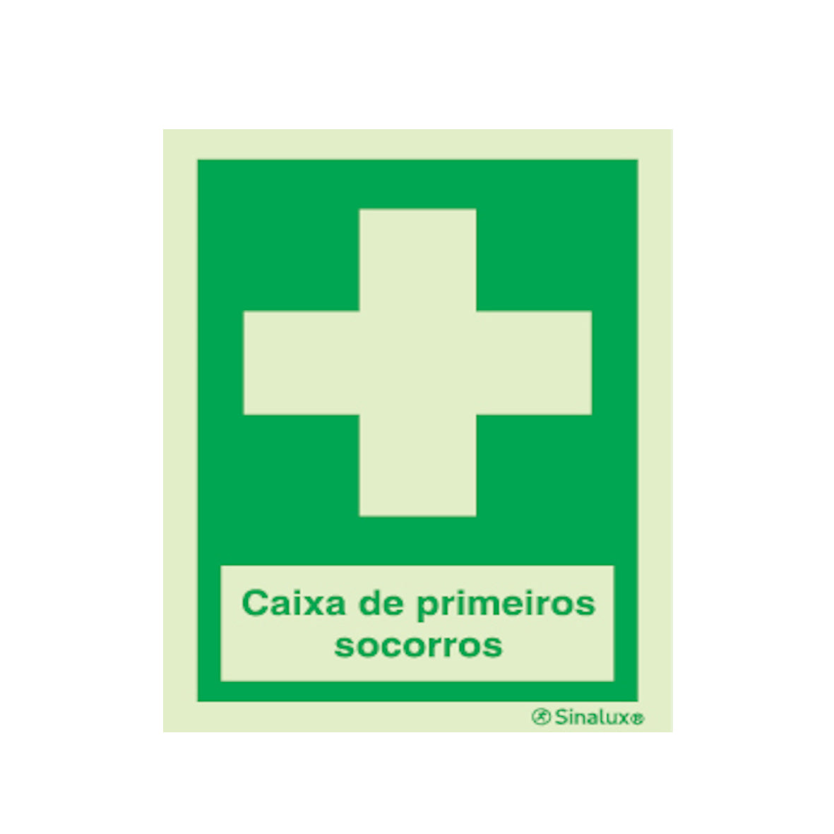 Sinal Caixa de Primeiros Socorros 150x200mm - PVC Fotoluminescente