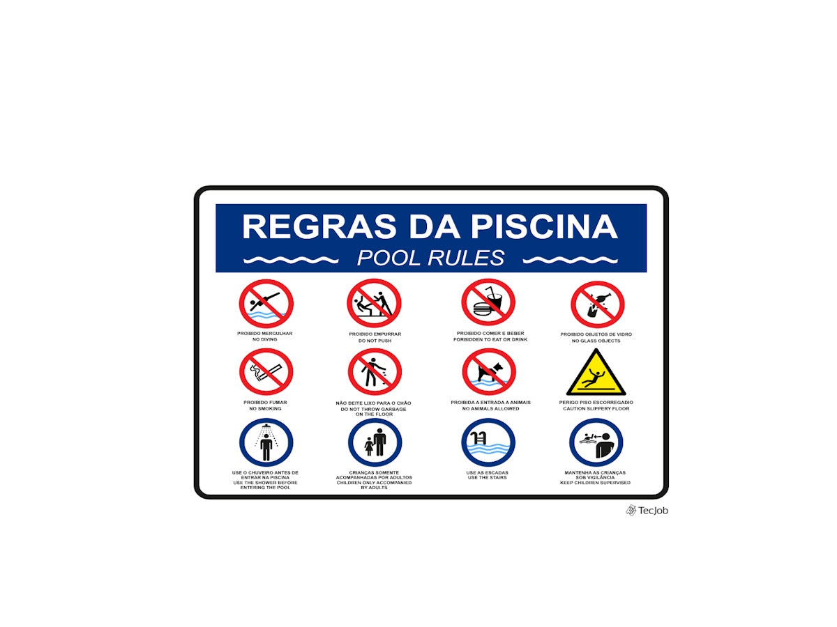 Sinal de Regras da Piscina