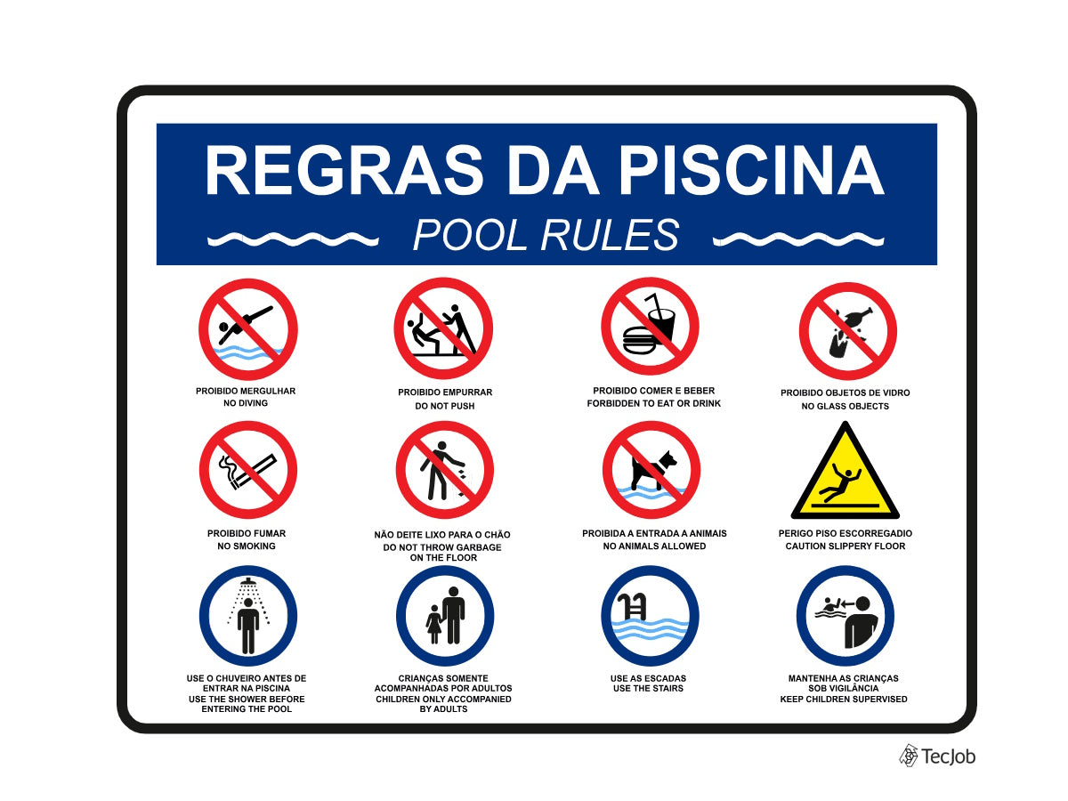 Sinal de Regras da Piscina