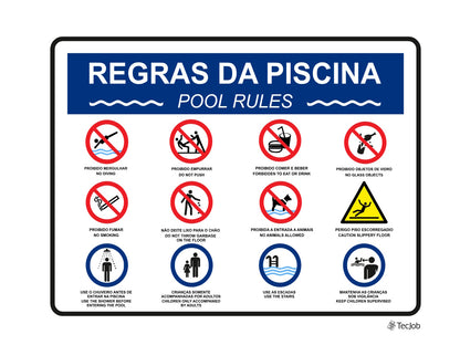 Sinal de Regras da Piscina